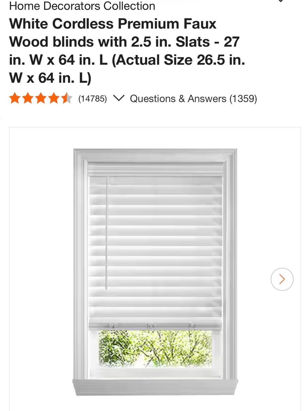 White Cordless Faux Wood Blinds - 2.5" Slats